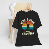 Bigfoot Shirt/ Funny Sasquatch Hide And Seek World Champion Retro Sunset RetroT-Shirt