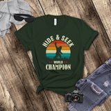 Bigfoot Shirt/ Funny Sasquatch Hide And Seek World Champion Retro Sunset RetroT-Shirt