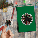 Christmas Stickers/ Rustic Holiday Plaid Sunflower Laptop Decal, Planner, Journal Vinyl Stickers