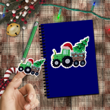 Christmas Stickers/ Farmhouse Tractor And Tree Laptop Decal, Planner, Journal Vinyl Stickers