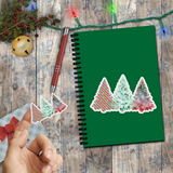 Christmas Stickers/ Red And Green Holiday Trees Laptop Decal, Planner, Journal Vinyl Stickers