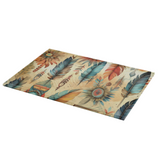 Aztec Cutting Board/ Southwestern Boho Tribal Blue Feathers And Flowers Stick Kitchen Décor Gift