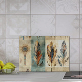 Aztec Cutting Board/ Southwestern Tribal Feathers And Medicine Stick Kitchen Décor Gift