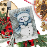 Christmas Cutting Board/ Cute Snowman With Scarf Hat Holiday Blue Plaid Kitchen Décor Gift