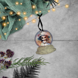 Halloween Day Of The Dead Snow Globe Ornaments/ White Dia De Los Muertos Sugar Skull Tree Ornament
