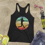 Softball Tank/ Batter Retro Vintage Pastel Blue, Yellow Sunset Gift Tank Top
