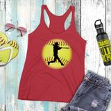 Softball Tank/ Batter Silhouette Yellow Ball Player Gift Tank Top