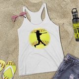 Softball Tank/ Batter Silhouette Yellow Ball Player Gift Tank Top