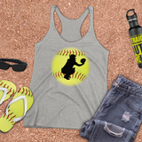 Softball Tank/ Catcher Silhouette Yellow Ball Player Gift Tank Top