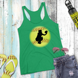 Softball Tank/ Catcher Silhouette Yellow Ball Player Gift Tank Top