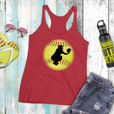 Softball Tank/ Catcher Silhouette Yellow Ball Player Gift Tank Top