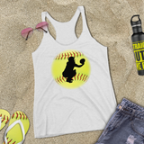 Softball Tank/ Catcher Silhouette Yellow Ball Player Gift Tank Top