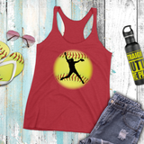 Softball Tank/ Pitcher Silhouette Yellow Ball Player Gift Tank Top