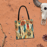 Aztec Tote/ Southwestern Tribal Feathers And Medicine Stick Large Bag