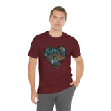 Valentine Shirts/ Gothic Grunge Teal Blue Animal Leopard, Giraffe Print Heart With Barbed Wire T shirts