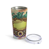 Softball Mom Cheetah Print Marquee Lights Stainless Steel 20oz Tumbler/ Travel Mug Gift