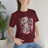 Valentine Shirts/ Silver Gray Heart With Burgundy And Pink Brushtroke Background T shirts