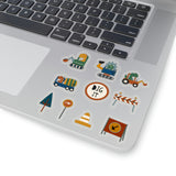 Dinosaur Stickers/ Kids Working Dinosaur Construction Equipment Sticker Collection Laptop Decal, Planner, Journal Vinyl Sticker Pack