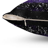 Halloween Throw Pillow/ Purple Glam Silver And Black Glitter Imaged Moons Decor