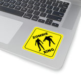 Halloween Stickers/ Caution Sign Zombie Crossing Laptop Decal, Planner, Journal Vinyl Stickers