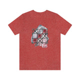 Valentine Shirts/ Gothic Tic Tac Toe Bones And Roses On Marbled Gray Paint Brushstrokes T shirts