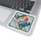 Tropical Drinking Stickers/ Women Drinkin’ Beach Caution Sign Laptop Decal, Planner, Journal Vinyl Stickers