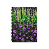 Halloween Journal/ Purple Skulls With Glam Green and Black Drips Notebook/ Diary Gift