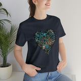 Valentine Shirts/ Gothic Grunge Teal Blue Animal Leopard, Giraffe Print Heart With Barbed Wire T shirts