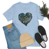 Valentine Shirts/ Gothic Grunge Teal Blue Animal Leopard, Giraffe Print Heart With Barbed Wire T shirts