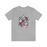 Valentine Shirts/ Gothic Tic Tac Toe Bones And Roses On Marbled Gray Paint Brushstrokes T shirts