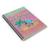 Summer Gnome Journal/ Watermelon Foil Balloons And Tie Dye Beach Surfing Gnome With Palm Tree Summer Notebook/ Diary Gift
