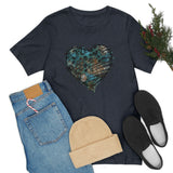 Valentine Shirts/ Gothic Grunge Teal Blue Animal Leopard, Giraffe Print Heart With Barbed Wire T shirts