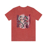 Valentine Shirts/ Silver Gray Heart With Burgundy And Pink Brushtroke Background T shirts