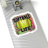Softball Stickers/ Softball Life Neon Leopard Print Laptop Decal, Planner, Journal Vinyl Stickers