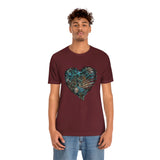 Valentine Shirts/ Gothic Grunge Teal Blue Animal Leopard, Giraffe Print Heart With Barbed Wire T shirts
