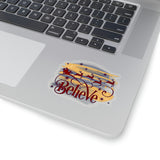 Christmas Stickers/ Red Believe In Santa Sleigh And Reindeer Laptop Decal, Planner, Journal Vinyl Stickers