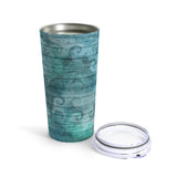 Beach Shells Stainless Steel 20oz Tumbler/ Nautical Watercolor Waves On Sea Blue Wood Travel Mug Gift