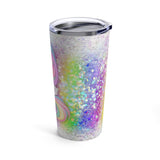 Glam Glitter Unicorn Stainless Steel 20oz Tumbler/ Pretty Purple, Pink, Blue Unicorn Glitter Background Travel Mug Gift