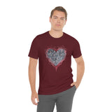 Valentine Shirts/ Gothic Grunge Gray Parchment Heart Skeleton Keys With Rose Pink Ivy Frame T shirts