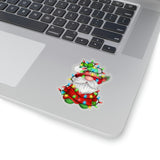 Christmas Stickers/ Holiday Sweater Hat Gnome With String Lights Laptop Decal, Planner, Journal Vinyl Stickers