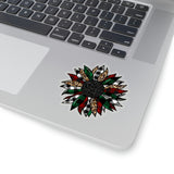 Christmas Stickers/ Rustic Holiday Plaid Sunflower Laptop Decal, Planner, Journal Vinyl Stickers