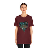 Valentine Shirts/ Gothic Grunge Teal Blue Animal Leopard, Giraffe Print Heart With Barbed Wire T shirts