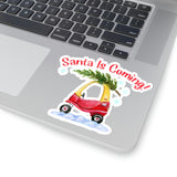 Christmas Stickers/ Santa Red Toy Riding Car Laptop Decal, Planner, Journal Vinyl Stickers