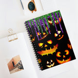 Halloween Journal/ Jack Olantern Pumpkin Faces With Green And Purple Glitter Imaged Drips Notebook/ Diary Gift