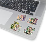 Fairies And Dragons Stickers/ Watercolor Fantasy Fairies With Dragons Art Collection Laptop Decal, Planner, Journal Vinyl Sticker Pack