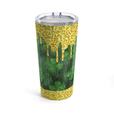 St. Patrick's Day Stainless Steel 20oz Tumbler/  Watercolor Shamrocks Gold Glitter Drips Travel Mug Gift