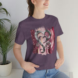 Valentine Shirts/ Silver Gray Heart With Burgundy And Pink Brushtroke Background T shirts