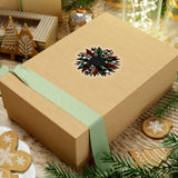 Christmas Stickers/ Rustic Holiday Plaid Sunflower Laptop Decal, Planner, Journal Vinyl Stickers