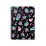 Halloween Gothic Journal/ Pastel Apothecary And Graveyard Pumpkins, Ghosts, Skeletons, Coffins And Moons Notebook/ Diary Gift