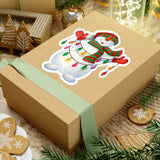Christmas Stickers/ Snowman With Holiday Lights Laptop Decal, Planner, Journal Vinyl Stickers